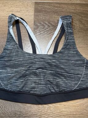 lululemon athletica Gray & White Striped Sports Bra - Double Strap